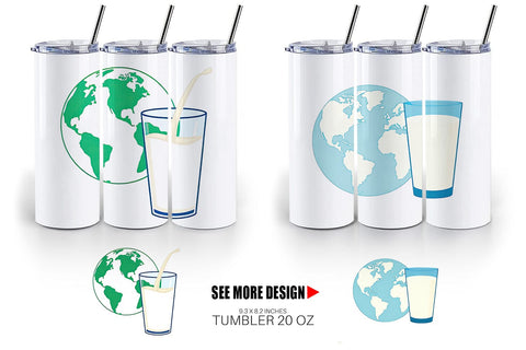 Tumbler World with Milk Glass Sublimation artnoy 