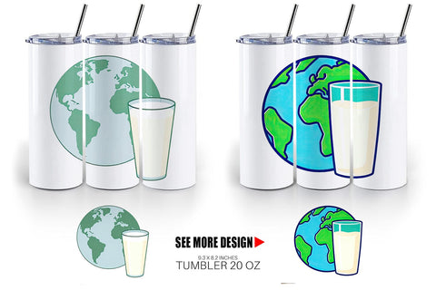 Tumbler World with Milk Glass Sublimation artnoy 