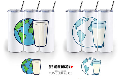 Tumbler World with Milk Glass Sublimation artnoy 