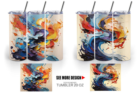 Tumbler Wrap 3D Abstract Paint Colorful Sublimation artnoy 