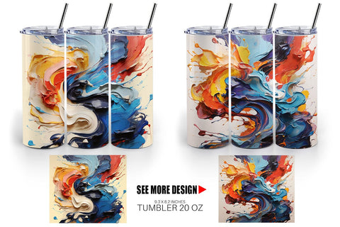 Tumbler Wrap 3D Abstract Paint Colorful Sublimation artnoy 