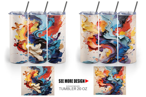 Tumbler Wrap 3D Abstract Paint Colorful Sublimation artnoy 