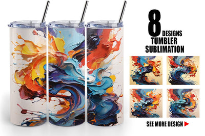 Tumbler Wrap 3D Abstract Paint Colorful Sublimation artnoy 