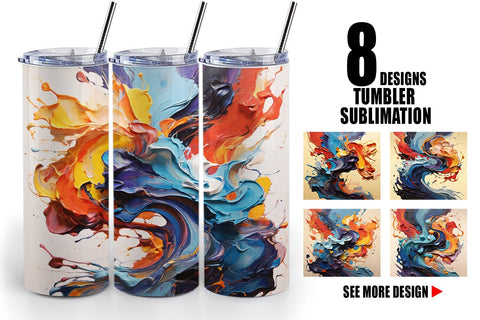 Tumbler Wrap 3D Abstract Paint Colorful Sublimation artnoy 