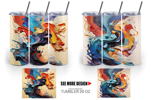 Tumbler Wrap 3D Abstract Paint Colorful Sublimation artnoy 