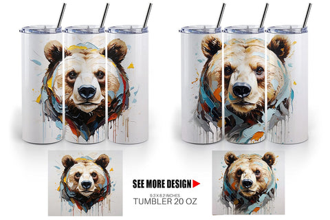 Tumbler Wrap 3D Bear Painting Sublimation artnoy 