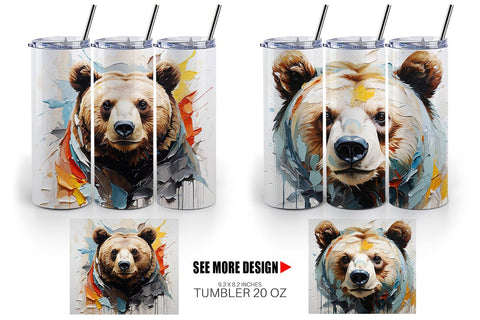 Tumbler Wrap 3D Bear Painting Sublimation artnoy 