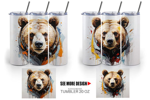 Tumbler Wrap 3D Bear Painting Sublimation artnoy 