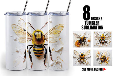Tumbler Wrap 3D Bee Painting Sublimation artnoy 