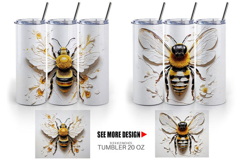 Tumbler Wrap 3D Bee Painting Sublimation artnoy 