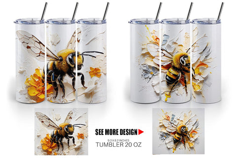 Tumbler Wrap 3D Bee Painting Sublimation artnoy 