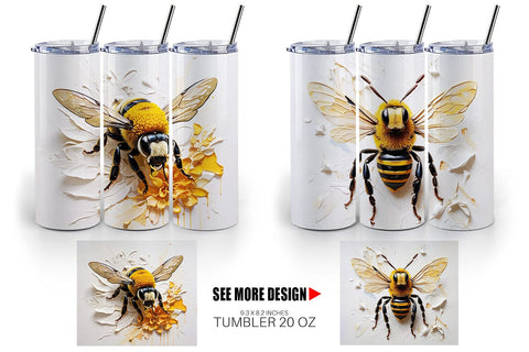 Tumbler Wrap 3D Bee Painting Sublimation artnoy 