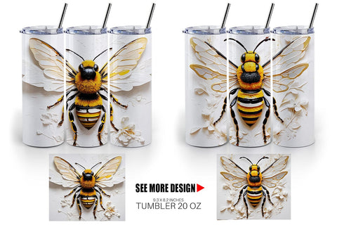 Tumbler Wrap 3D Bee Painting Sublimation artnoy 