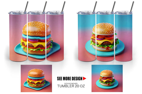 Tumbler Wrap 3D Burger Sublimation artnoy 