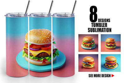 Tumbler Wrap 3D Burger Sublimation artnoy 
