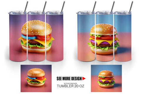 Tumbler Wrap 3D Burger Sublimation artnoy 