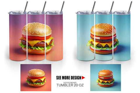 Tumbler Wrap 3D Burger Sublimation artnoy 