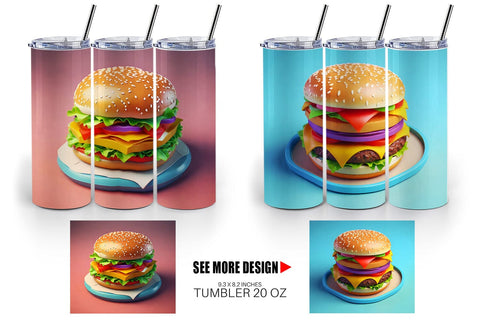 Tumbler Wrap 3D Burger Sublimation artnoy 