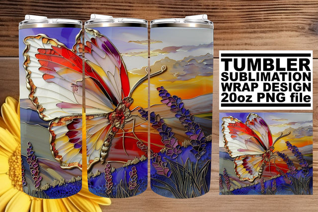 Tumbler Wrap 3D Butterflies Design Sublimation afrosvg 