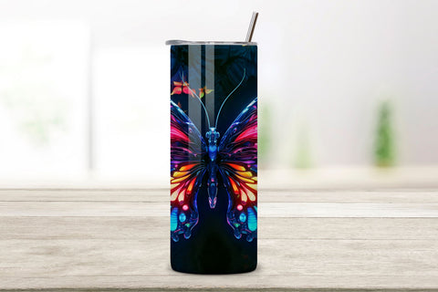Tumbler Wrap 3d Butterfly Neon butterfly, 3D Butterfly Quilling Floral 20 oz Skinny Tumbler Sublimation Design, Straight & Tapered Tumbler Wrap PNG,Quilled butterfly Digital Download Sublimation FloridPrintables 