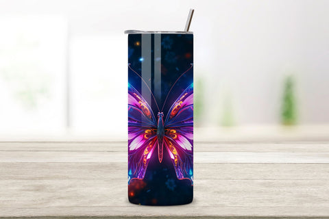 Tumbler Wrap 3d Butterfly Neon design, 3D tumbler wrap, 3D butterfly tumbler, Neon butterfly tumbler, 3D neon tumbler, 3D neon butterfly, 3D neon butterfly wrap, Neon butterfly design Sublimation FloridPrintables 