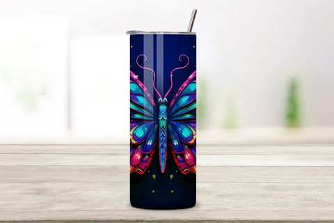 Tumbler Wrap 3d Butterfly Neon design, 3D tumbler wrap, 3D butterfly tumbler, Neon butterfly tumbler, 3D neon tumbler, 3D neon butterfly, 3D neon butterfly wrap, Neon butterfly design Sublimation FloridPrintables 