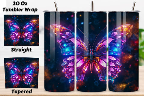 Tumbler Wrap 3d Butterfly Neon design, 3D tumbler wrap, 3D butterfly tumbler, Neon butterfly tumbler, 3D neon tumbler, 3D neon butterfly, 3D neon butterfly wrap, Neon butterfly design Sublimation FloridPrintables 