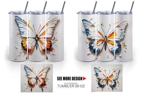 Tumbler Wrap 3D Butterfly Painting Sublimation artnoy 