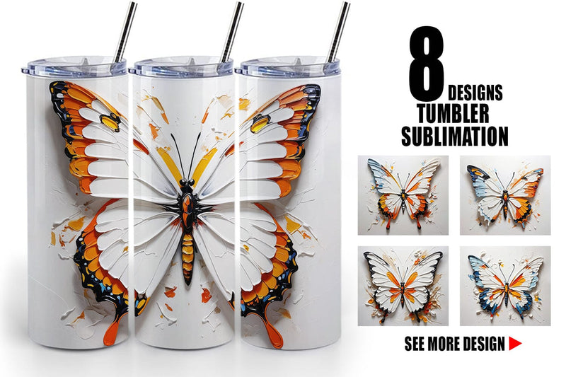 Tumbler Wrap 3D Butterfly Painting Sublimation artnoy 