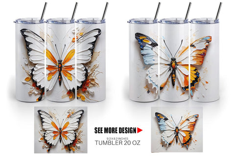 Tumbler Wrap 3D Butterfly Painting Sublimation artnoy 