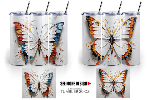 Tumbler Wrap 3D Butterfly Painting Sublimation artnoy 
