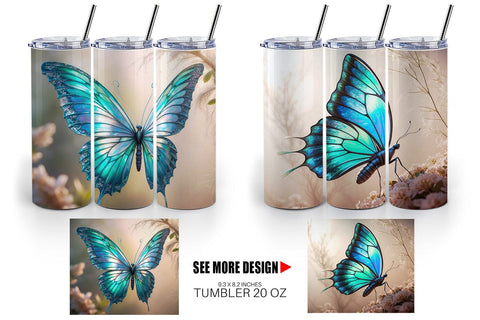 Tumbler Wrap 3D Butterfly Sublimation artnoy 