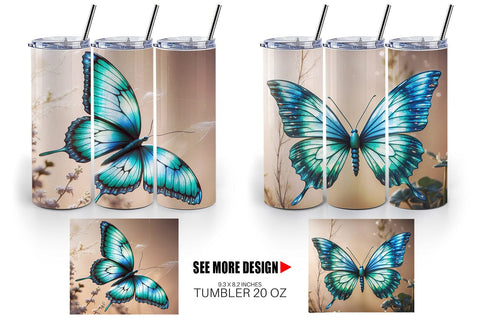 Tumbler Wrap 3D Butterfly Sublimation artnoy 