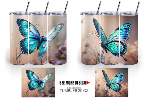 Tumbler Wrap 3D Butterfly Sublimation artnoy 