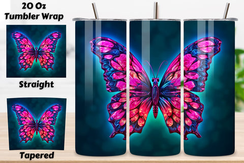 Tumbler Wrap 3d Butterfly Sublimation, Stunning Gold Metallic Butterfly - Shiny Tumbler Wrap 20oz - Sublimation Design - HD PNG Digital Art - Sublimation PNG Sublimation FloridPrintables 
