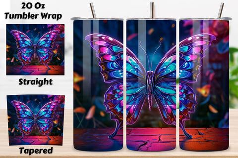 Tumbler Wrap 3d Butterfly Sublimation, Stunning Gold Metallic Butterfly - Shiny Tumbler Wrap 20oz - Sublimation Design - HD PNG Digital Art - Sublimation PNG Sublimation FloridPrintables 
