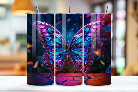 Tumbler Wrap 3d Butterfly Sublimation, Stunning Gold Metallic Butterfly - Shiny Tumbler Wrap 20oz - Sublimation Design - HD PNG Digital Art - Sublimation PNG Sublimation FloridPrintables 