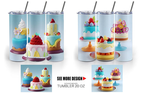 Tumbler Wrap 3D Cakes Sublimation artnoy 