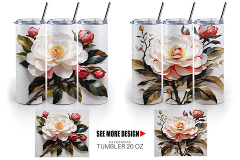 Tumbler Wrap 3D Camellia Flower Sublimation artnoy 