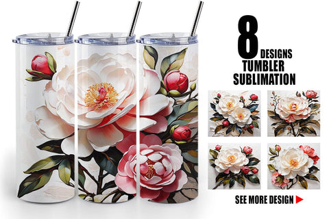Tumbler Wrap 3D Camellia Flower Sublimation artnoy 
