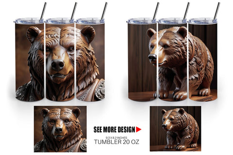 Tumbler Wrap 3D Carved Bear Sublimation artnoy 