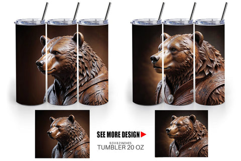 Tumbler Wrap 3D Carved Bear Sublimation artnoy 