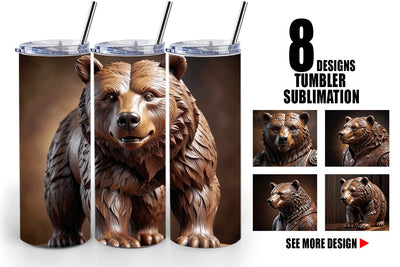 Tumbler Wrap 3D Carved Bear Sublimation artnoy 