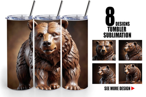 Tumbler Wrap 3D Carved Bear Sublimation artnoy 