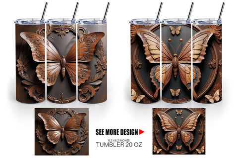Tumbler Wrap 3D Carved Butterfly Sublimation artnoy 