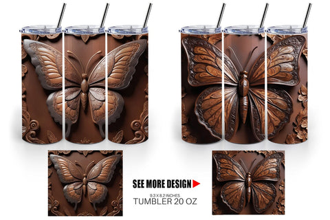 Tumbler Wrap 3D Carved Butterfly Sublimation artnoy 