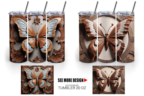 Tumbler Wrap 3D Carved Butterfly Sublimation artnoy 