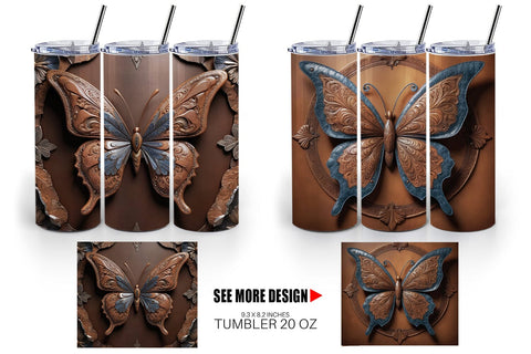 Tumbler Wrap 3D Carved Butterfly Sublimation artnoy 