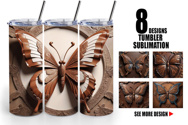 Tumbler Wrap 3D Carved Butterfly Sublimation artnoy 