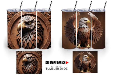 Tumbler Wrap 3D Carved Eagle Sublimation artnoy 